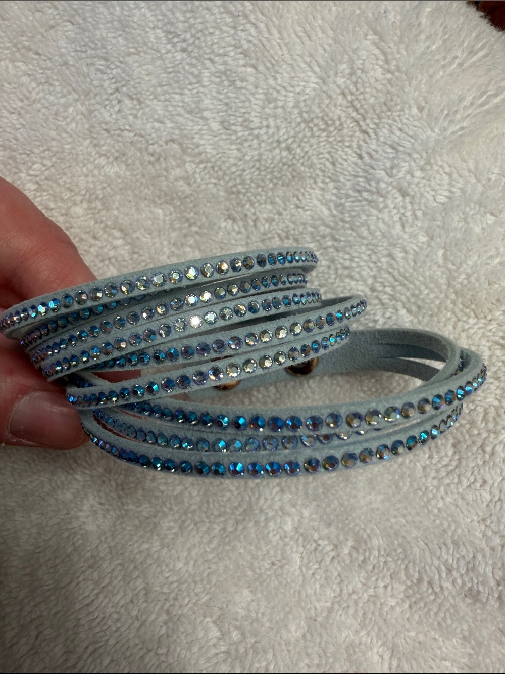 Touchstone Crystal Multi-Row Sparkling Blue Wrap Bracelet